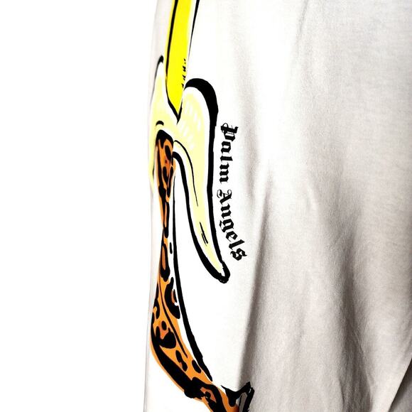 NWT PALM ANGELS Leopard Banana Classic Tee in White Size L - Picture 3 of 13